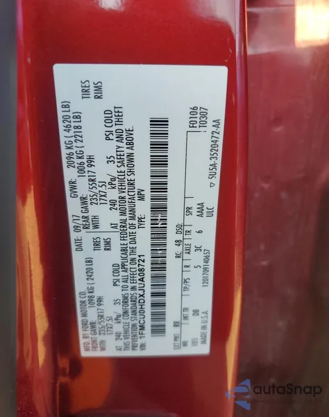 2018 Ford Escape Sel from USA, damaged, VIN 1FMCU0HDXJUA08721